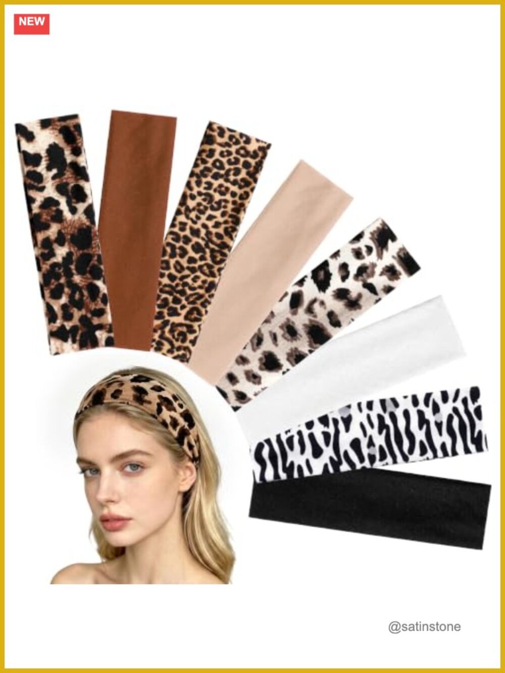 Leopard Print Headbands for Women Elastic Non-Slip 8 Pack